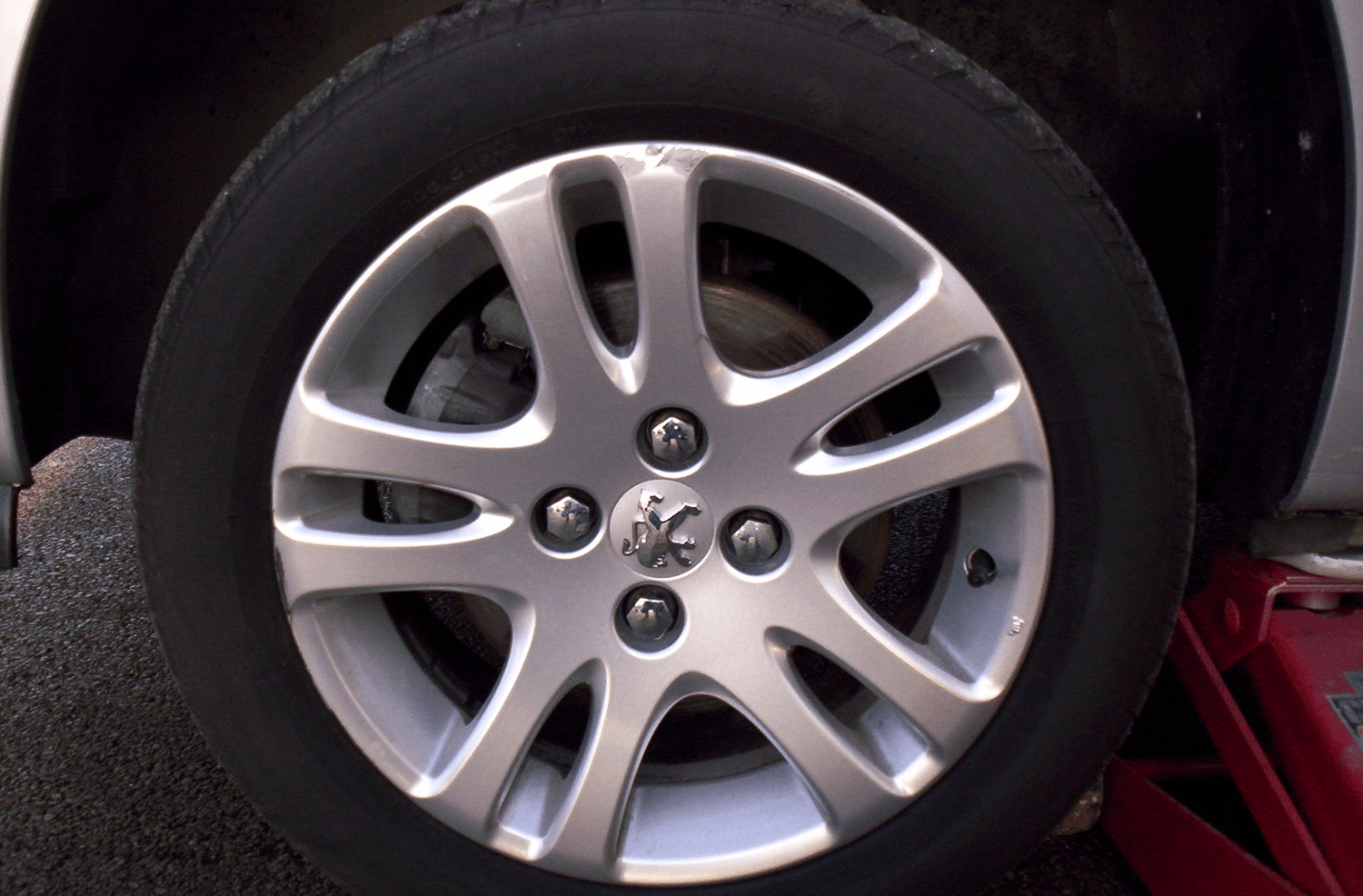 Worn alloy wheel